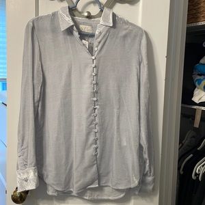 J. Crew Velvet Button Down Shirt in Pale Sky
